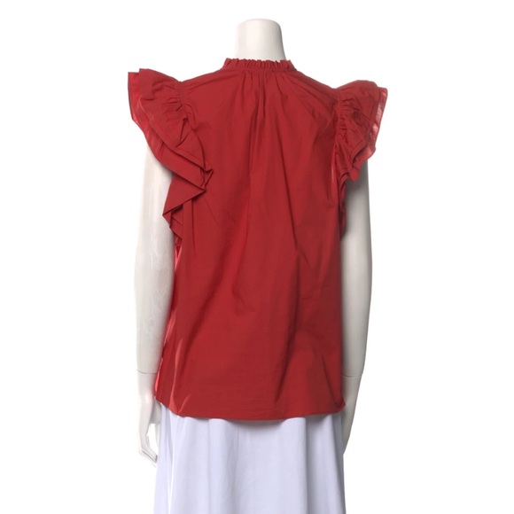 Ulla Johnson Flutter Sleeve Split Neck Top - Picture 9 of 13